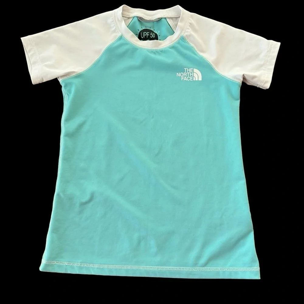 Play Condition The North Face TNF Girls Small 7/8‎ Rash Guard Shirt UPF 50 Swim